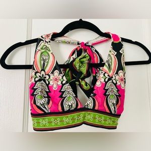 Tropical-print Halter Bikini